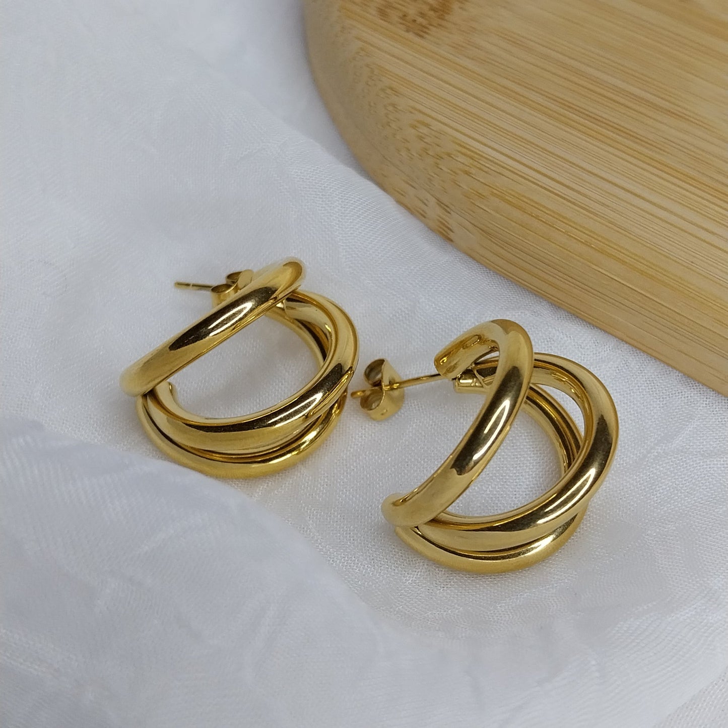 Boucles d'oreilles dorées Tulipe