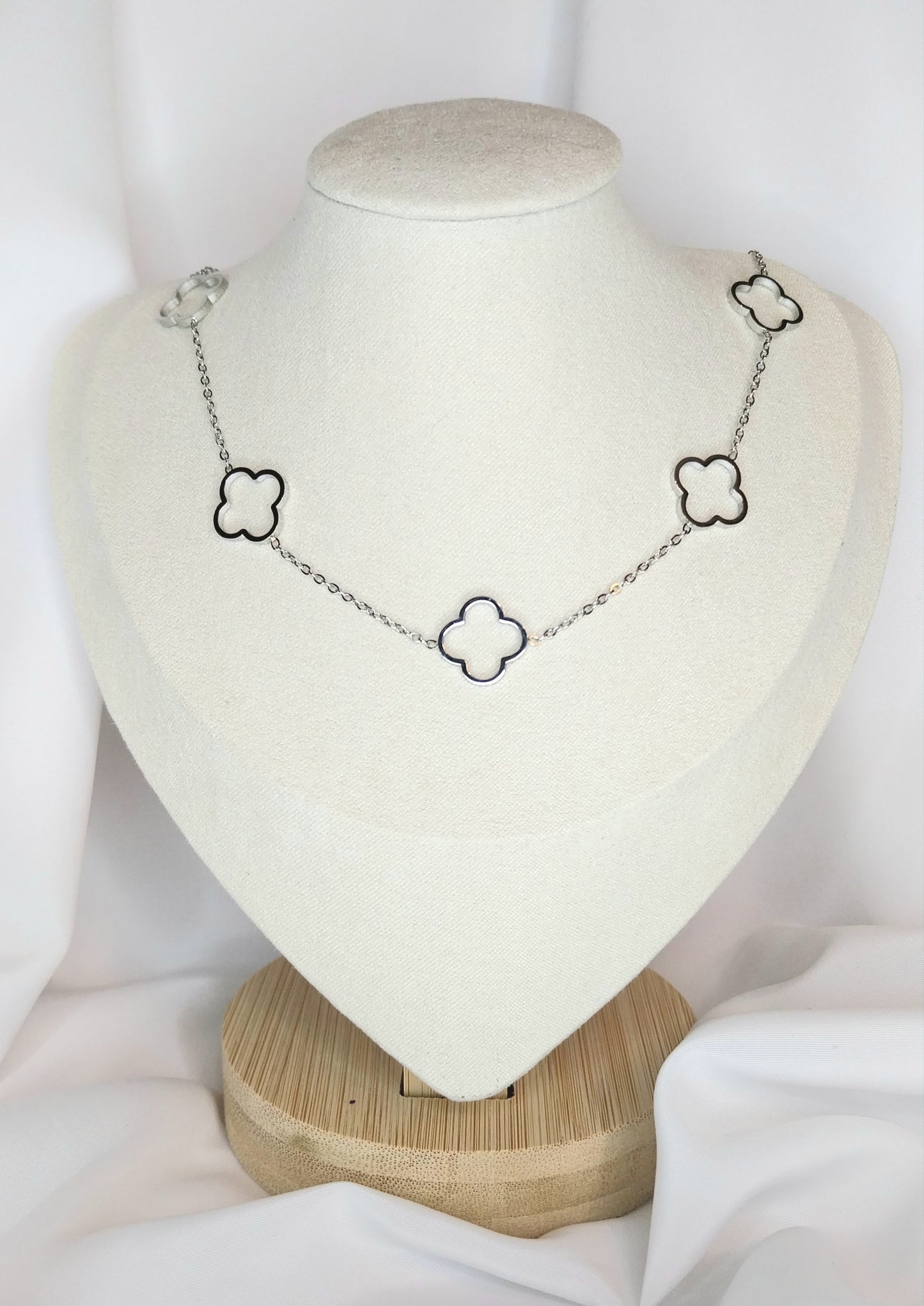 Collier argenté Trèfle champêtre