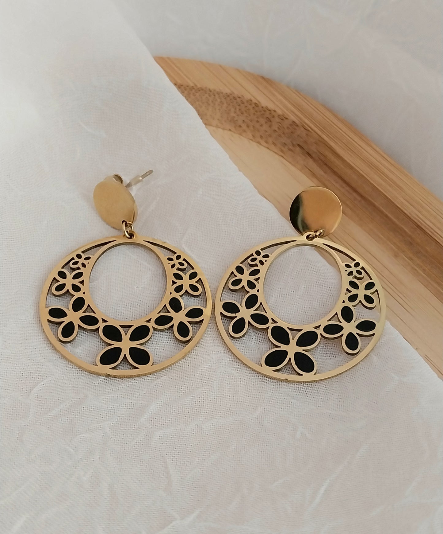 Boucles d'oreilles dorées Agapanthe