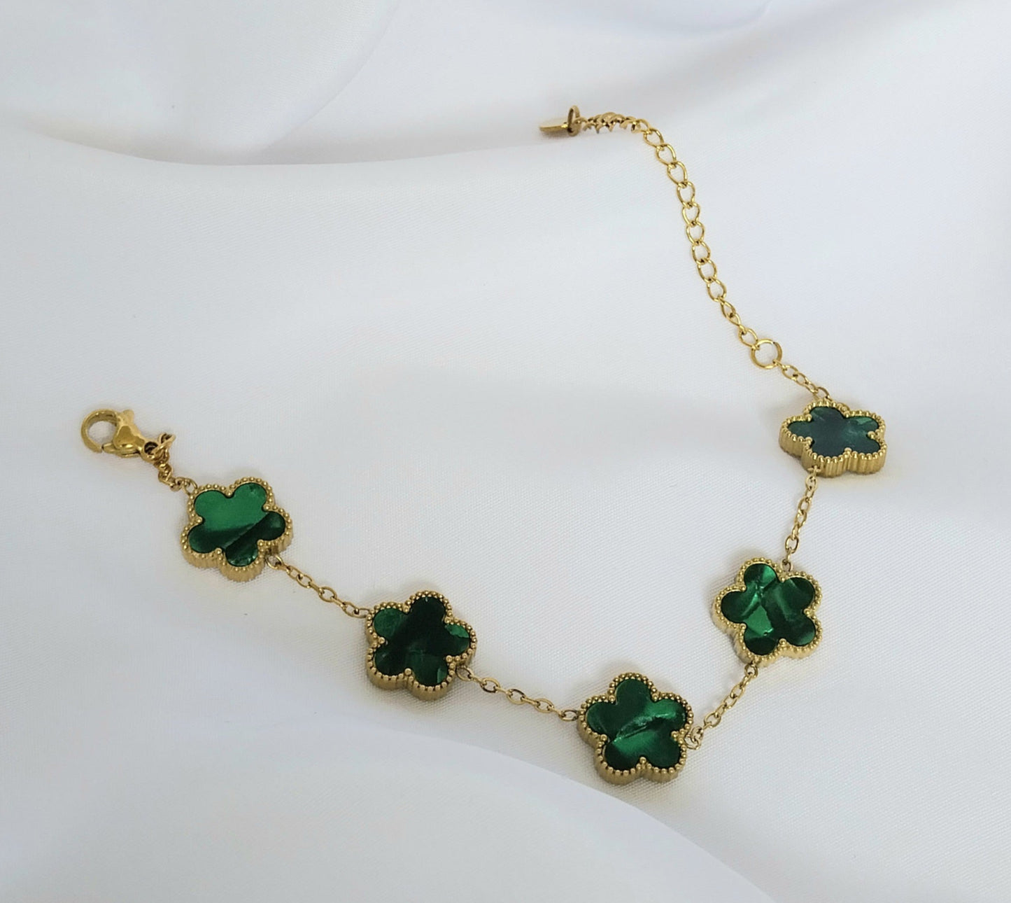 Bracelet doré Rose verte
