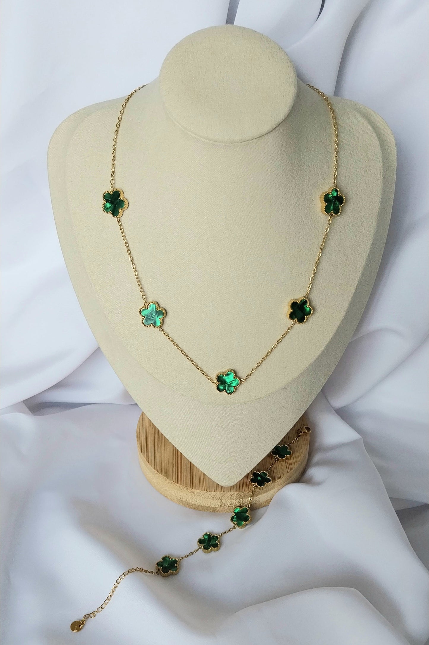 Bracelet doré Rose verte