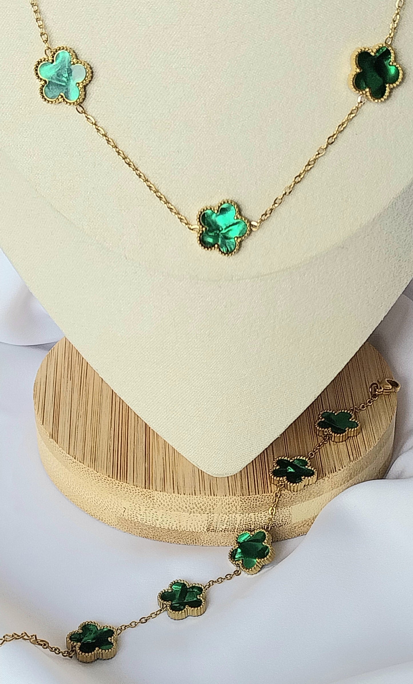 Bracelet doré Rose verte