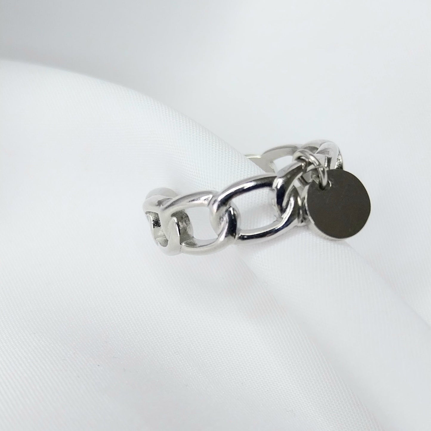 Bague argentée Nao en acier inoxydable hypoallergénique - Manoir A bijoux