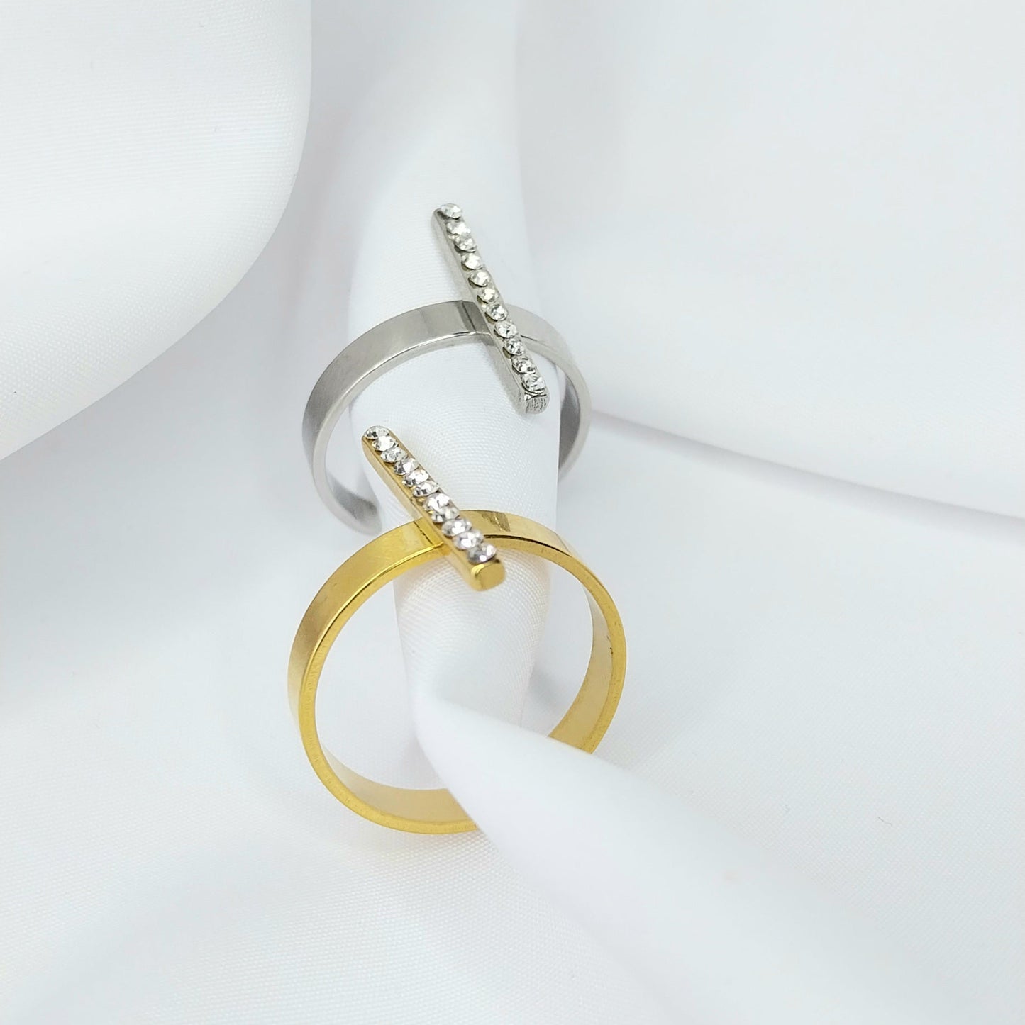 Bague dorée Jasmin Strass en acier inoxydable hypoallergénique - Manoir A bijoux