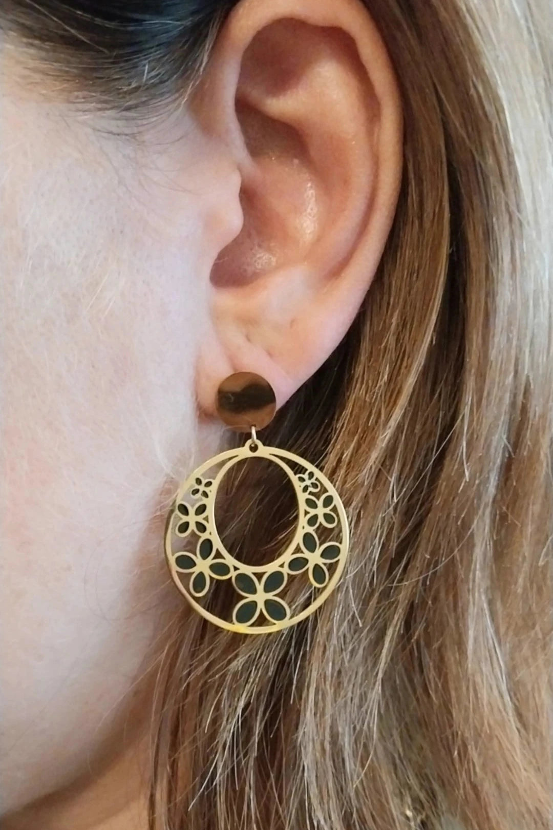 Boucles d'oreilles dorées Agapanthe