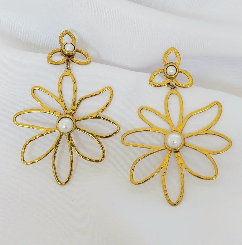 Boucles d'oreilles dorées Tournesol