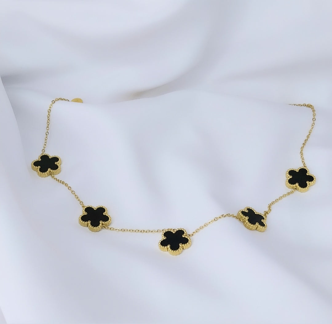 Collier doré La tulipe "reine de la nuit"