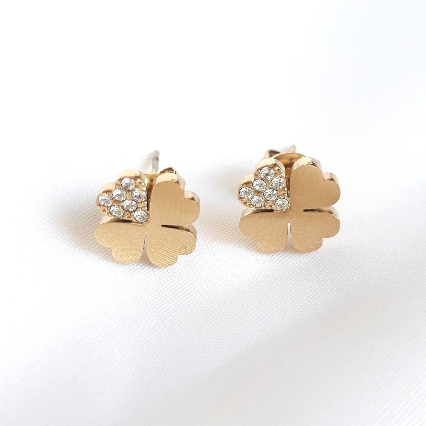 Boucles d'oreilles dorées Trèfle