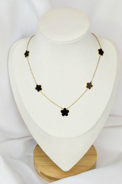 Collier doré Amarante – Doré Fleurs Noires Fin & Raffiné
