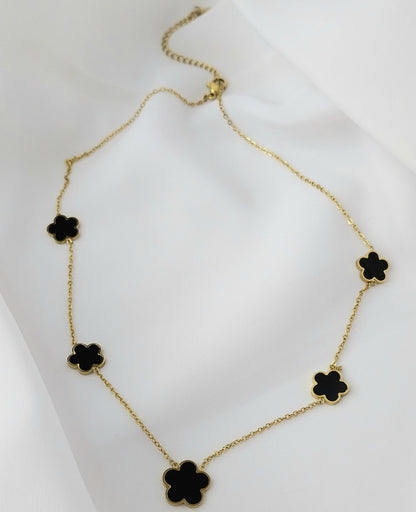 Collier doré Amarante – Doré Fleurs Noires Fin & Raffiné