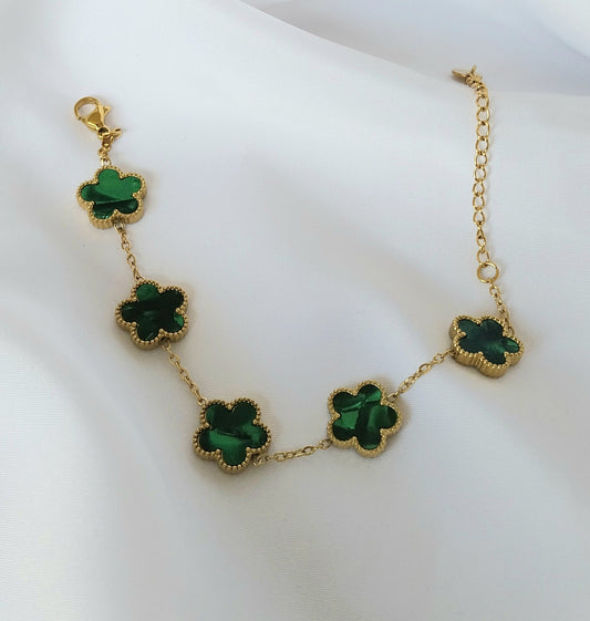 Bracelet doré Rose verte
