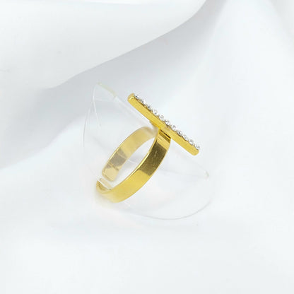 Bague Dorée Jasmin Strass - Acier Inoxydable Ajustable