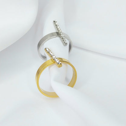 Bague Argentée Jasmin Strass - Acier Inoxydable Ajustable