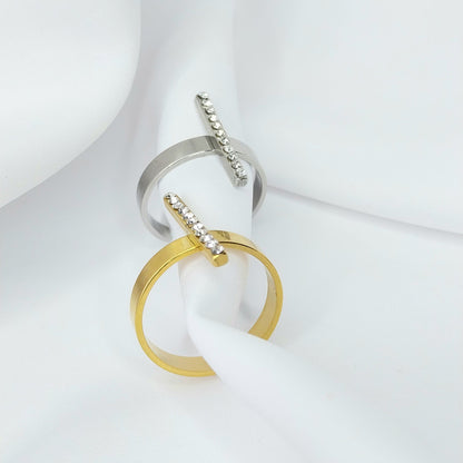 Bague Dorée Jasmin Strass - Acier Inoxydable Ajustable