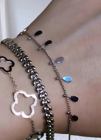 Bracelet argenté  Trèfle champêtre