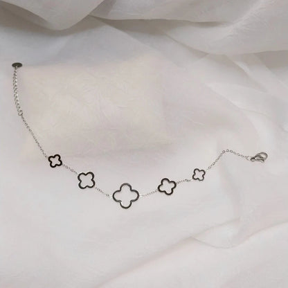 Bracelet argenté  Trèfle champêtre
