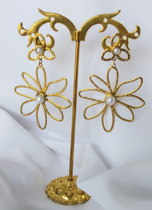 Boucles d'oreilles dorées Tournesol