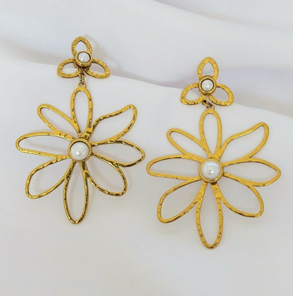 Boucles d'oreilles dorées Tournesol