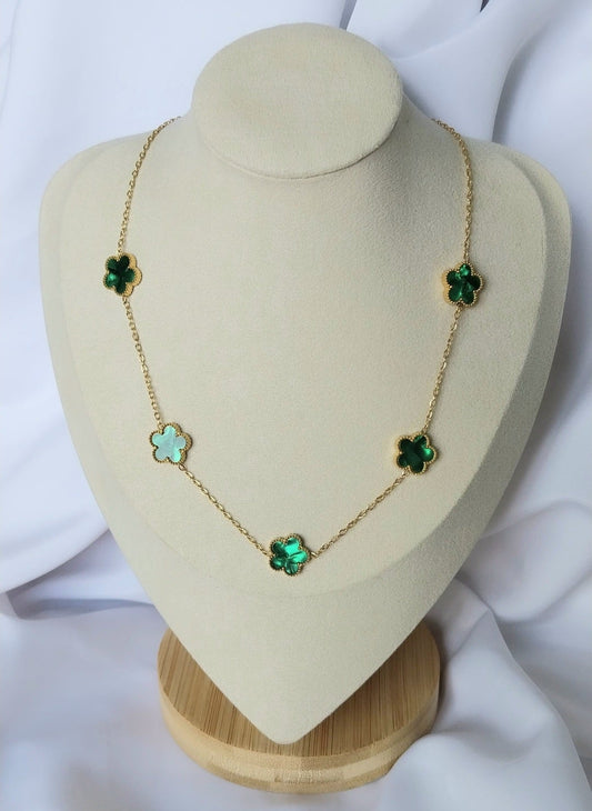 Collier doré Rose verte