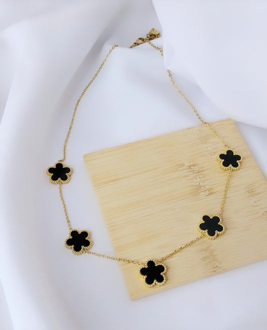 Collier doré La tulipe "reine de la nuit"