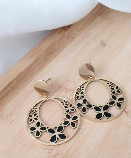 Boucles d'oreilles dorées Agapanthe