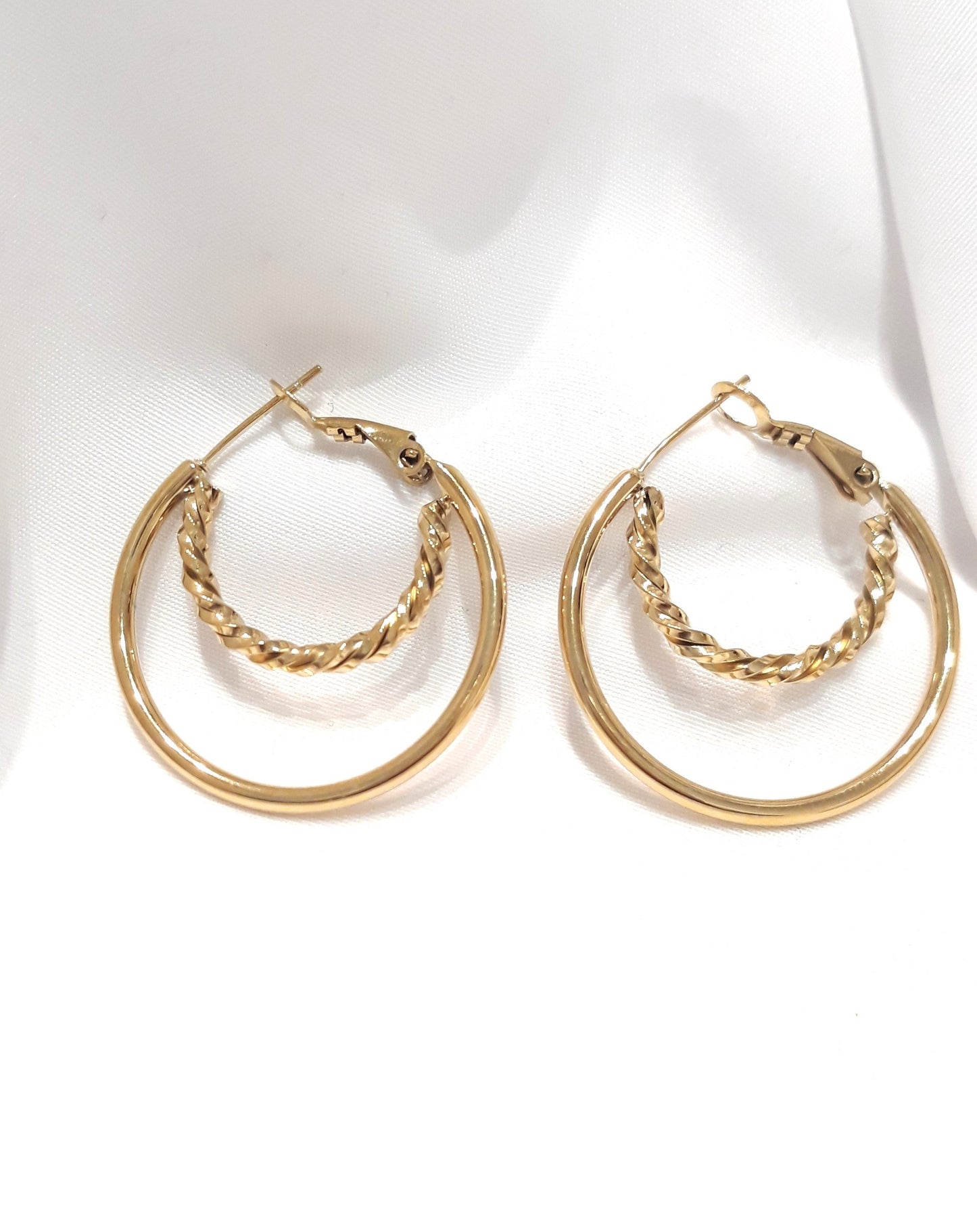 Boucles d'oreilles dorées Ail rose